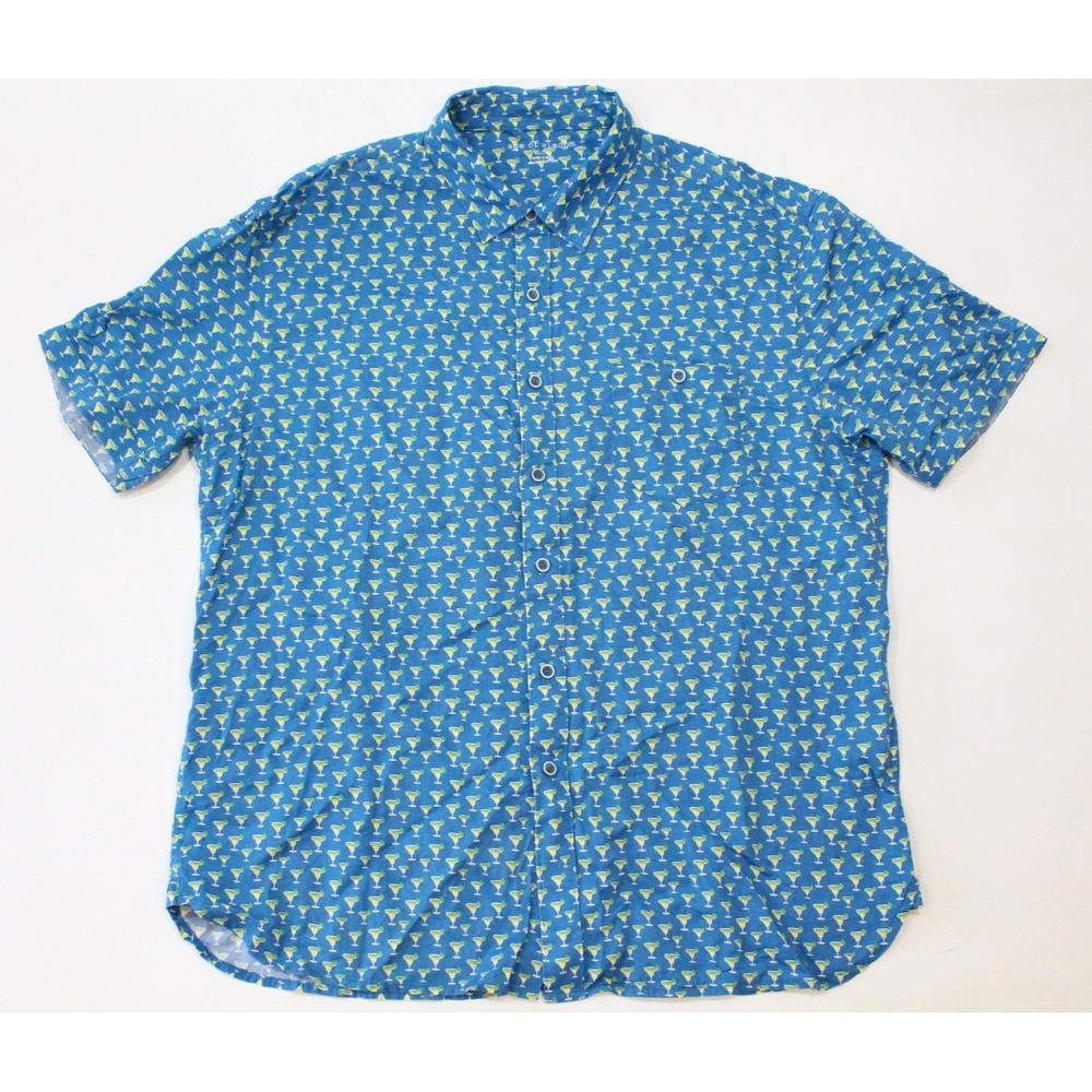 Age Of Wisdom Mens Size XL Blue All Over Margaritas Martinis Short Sleeve Shirt